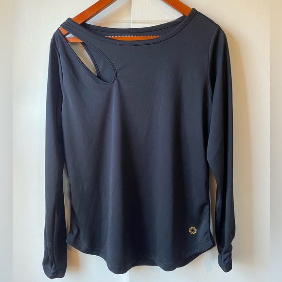Pro Player Black Top One Shoulder Cut Out Size Large Athletic Long Sleeve - Picture 1 of 14